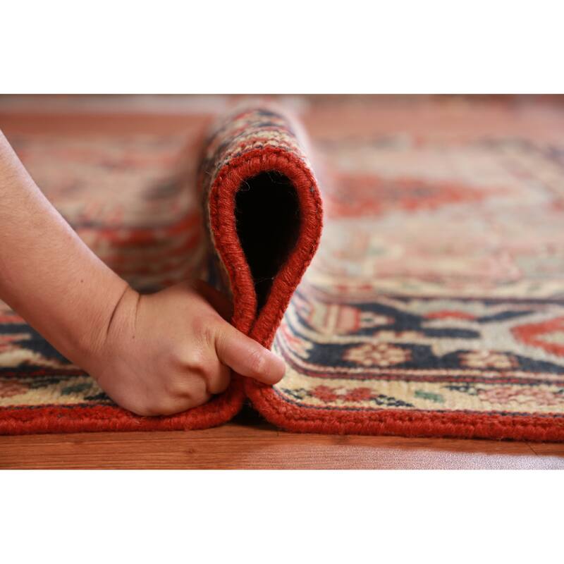 Hand Knotted Oriental 100% Wool Carpet Traditional Medallion Oranges & Rust Heriz (serapi) Area Rug - 9' 9'' X 8' 0''