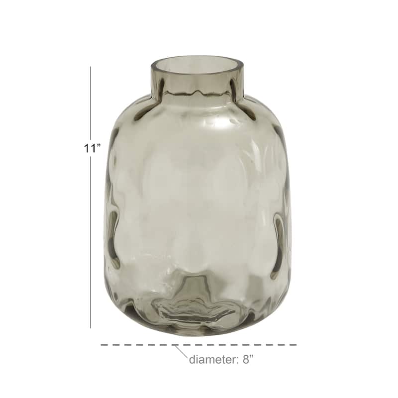 Gray Glass Decorative Vase with Bubble Texture
