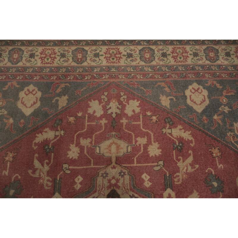 Hand Knotted Oriental 100% Wool Carpet Traditional Floral Pink Ziegler Area Rug - 11' 4'' X 8' 10''