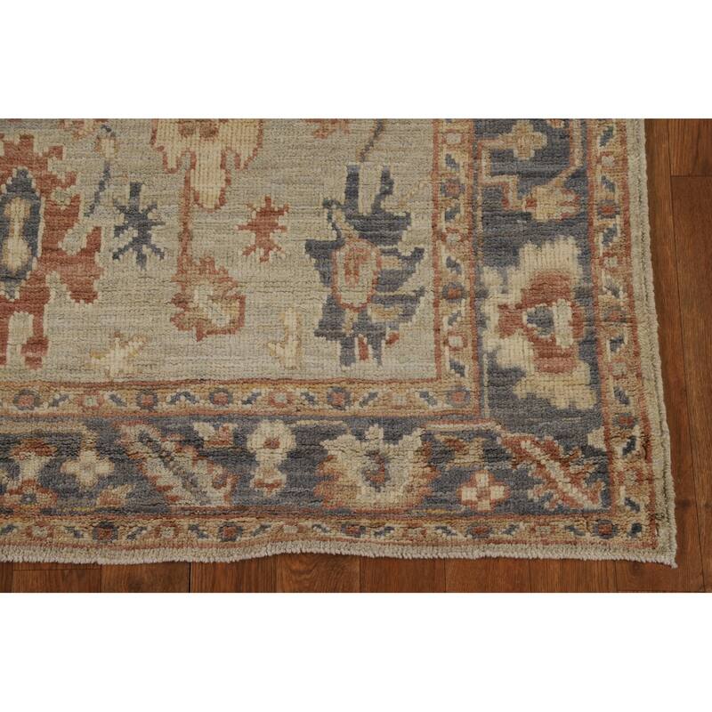 Vegetable Dye Oushak Turkish Runner Rug Handmade Wool Carpet - 3'2" x 10'0"