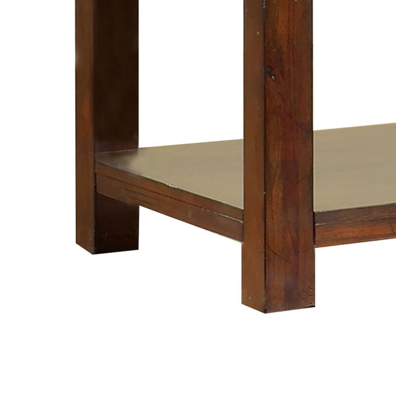 Square Shaped End Table with Open Bottom Shelf, Dark Cherry