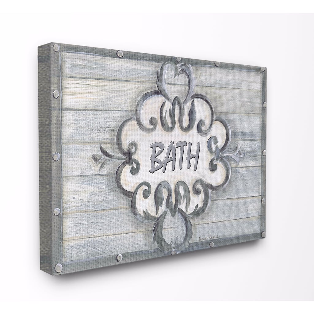 Stupell Bath Grey Bead Board with Scroll Plaque Wall Art