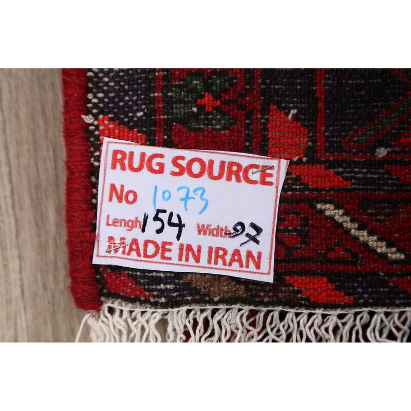 Geometric Tribal Hamedan Persian Area Rug Wool Hand-knotted Carpet - 3'3" x 5'0"