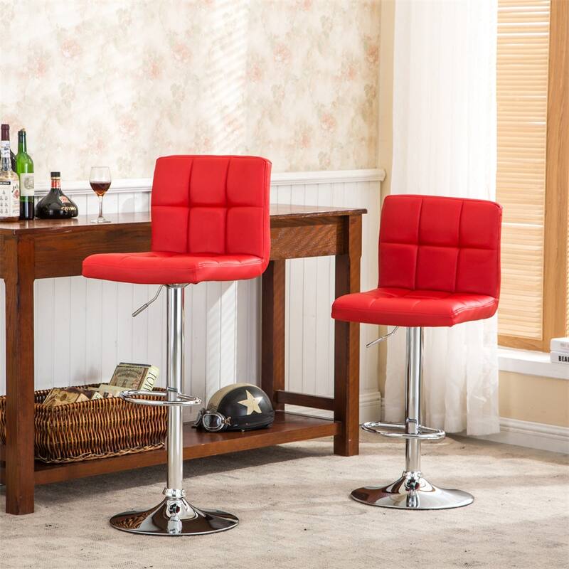 Swivel Faux Leather Adjustable Hydraulic Bar Stool (Set of 2)