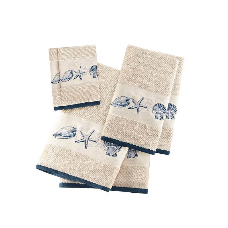 Madison Park Nantucket Blue Embroidered Cotton Jacquard 6-piece Towel Set