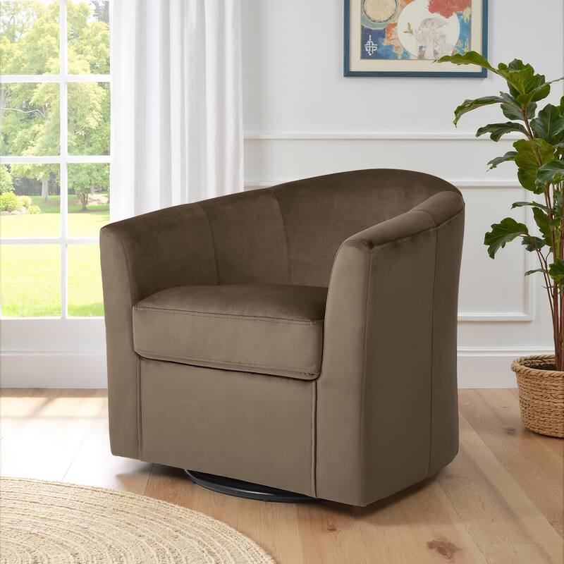 Modern Velvet Upholstered Swivel Barrel Chair for Living Room Lounge