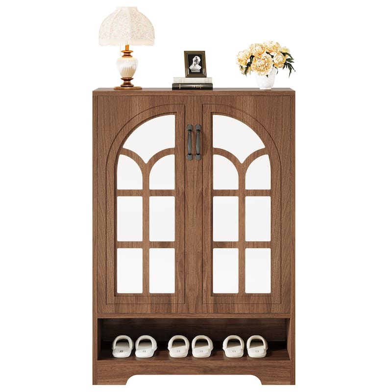 Shoe Cabinet with Mirrored Doors, 5-Tier Shoe Storage Organizer