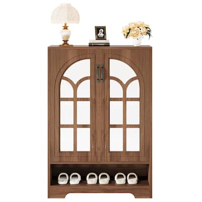 Shoe Cabinet with Mirrored Doors, 5-Tier Shoe Storage Organizer