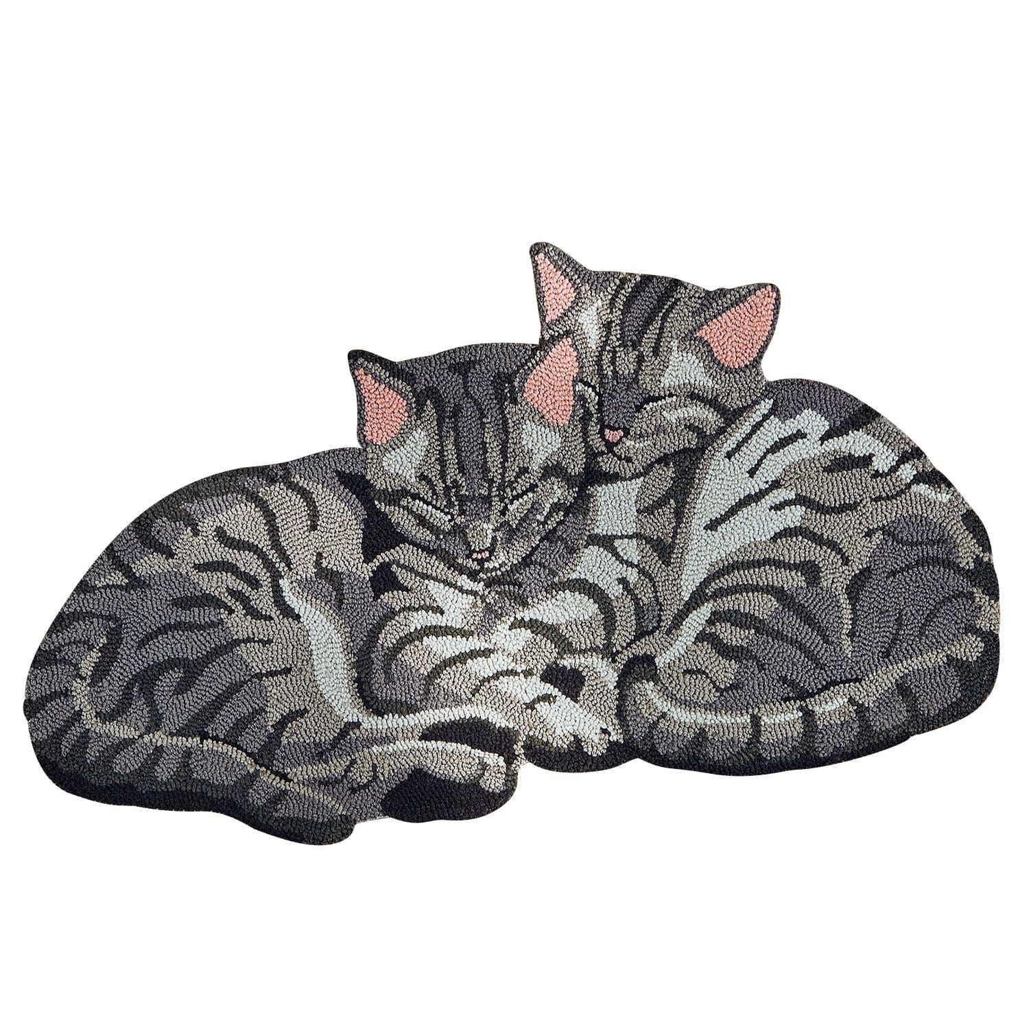 Shop What On Earth Hand Hooked Peaceful Kittens Throw Rug Tabby