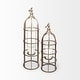 preview thumbnail 2 of 5, Gerson I Large Cage-Style Gold Metal Candle Holder Lantern