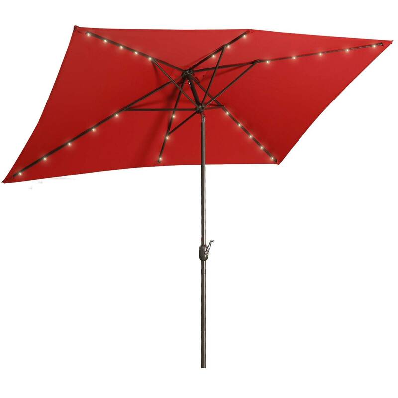 Patio Umbrella and Solar Lights 6.5 ft. x 10 ft, 26 LED lights