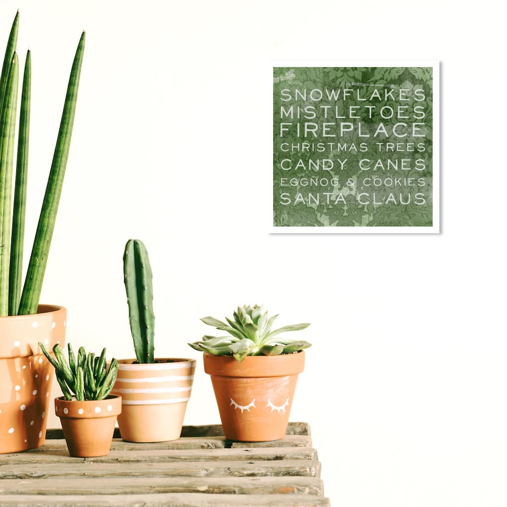 Wynwood Studio Prints Holiday and Seasonal Christmas List Green and Dark Green Modern & Contemporary Wall Art Canvas Print