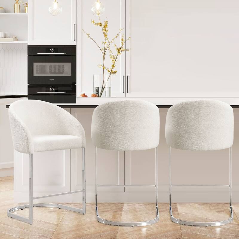 26" Fabric Upholstered Counter Height Bar Stools with Arms - 37" H x 22.4" W x 22" D