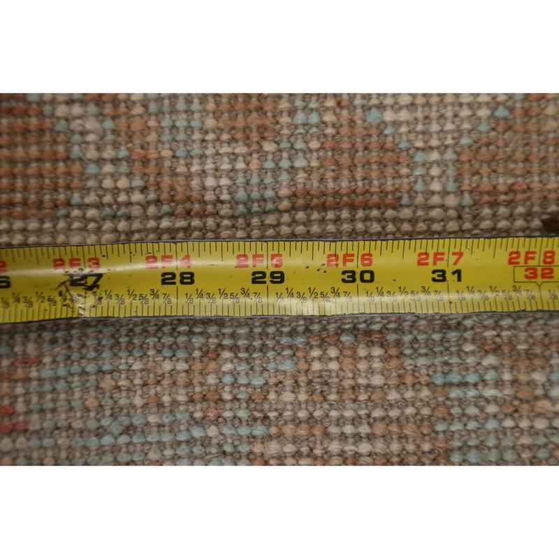 Hand Knotted Oriental 100% Wool Carpet Transitional Geometric Oranges & Rust Oushak Area Rug - 3' 10'' X 1' 11''