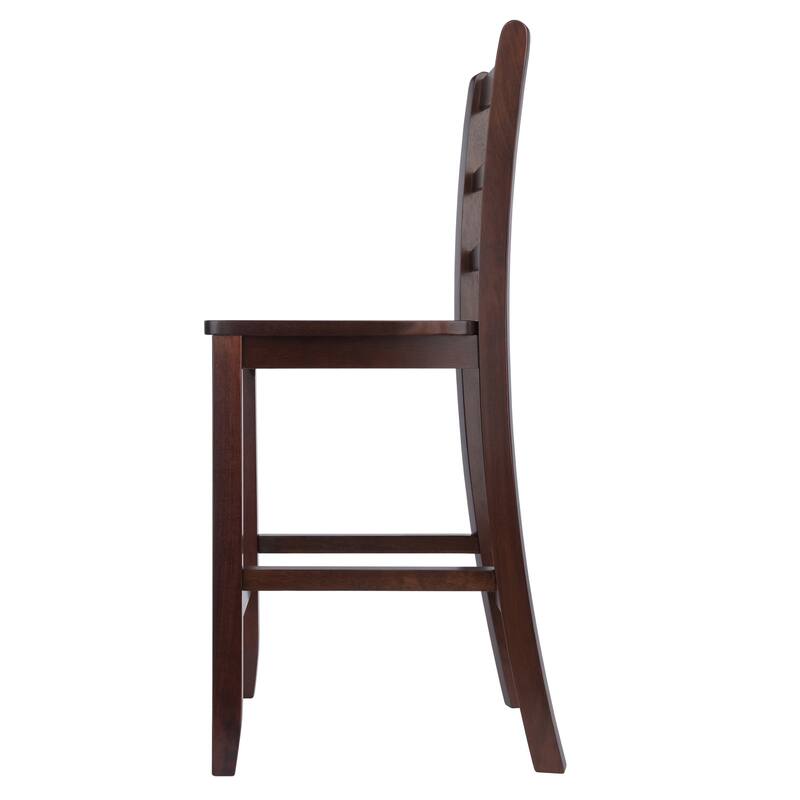 2-Pc Ladder-back Counter Stool Set, Walnut - 16.44 x 19.67 x 39.44 inches