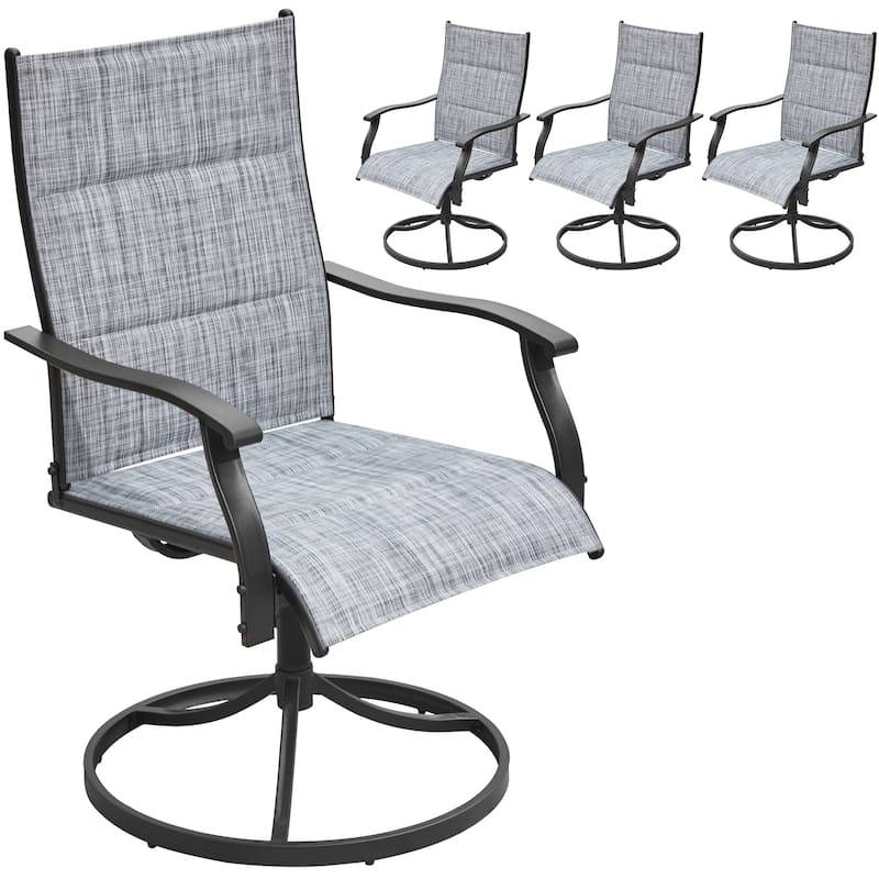 EROMMY Outdoor Swivel Patio Chairs 2/4 Pack, High-Back Textilene Dining Rocker Chairs with Metal Frame