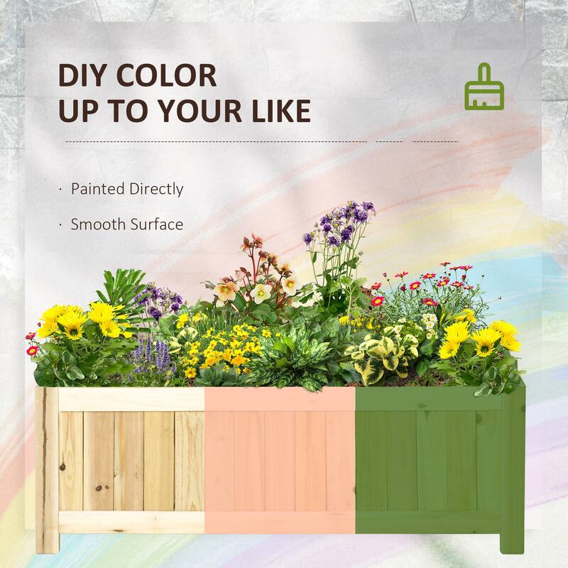 Outsunny 28'' x 12'' Foldable Raised Garden Bed, Elevated Planter Box, Wooden Planting Bed for Vegetables, Herbs, and Flowers