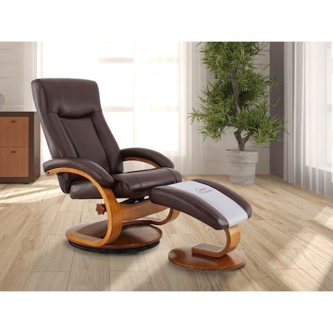 Relax-R Hamilton Recliner and Ottoman in Beige Air Leather
