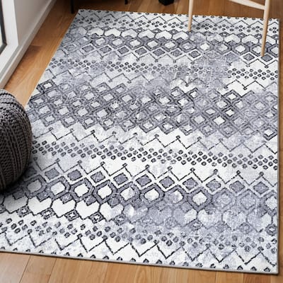 JONATHAN Y Iften Moroccan Geometric Distressed Area Rug