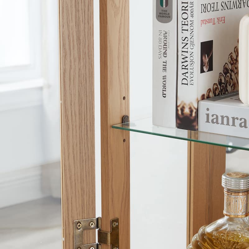 GDF Studio - Lighted Curio Cabinet with Adjustable Shelves and Built-In Drawer.