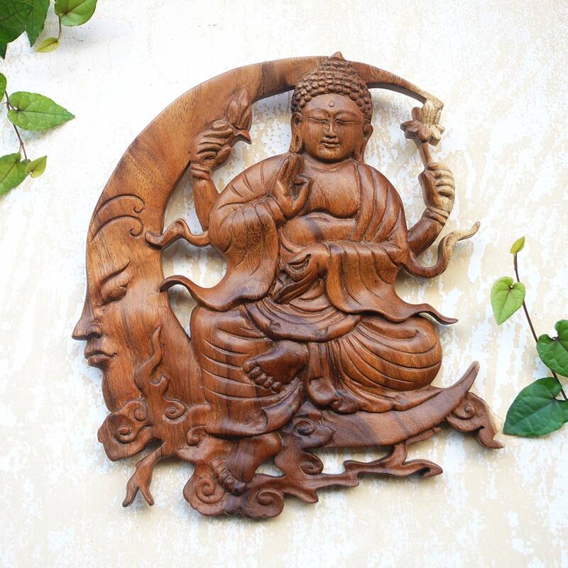 Novica Handmade Dreaming Buddha Wood Relief Panel