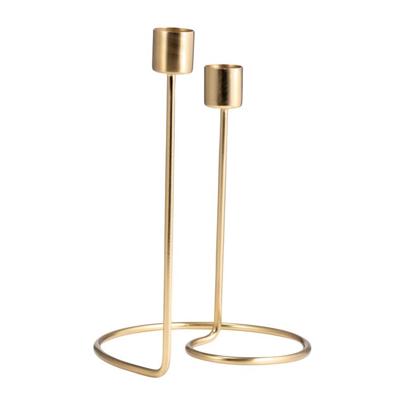 Modern Metal Taper Holder Open-Frame Design and Dual Candle Support