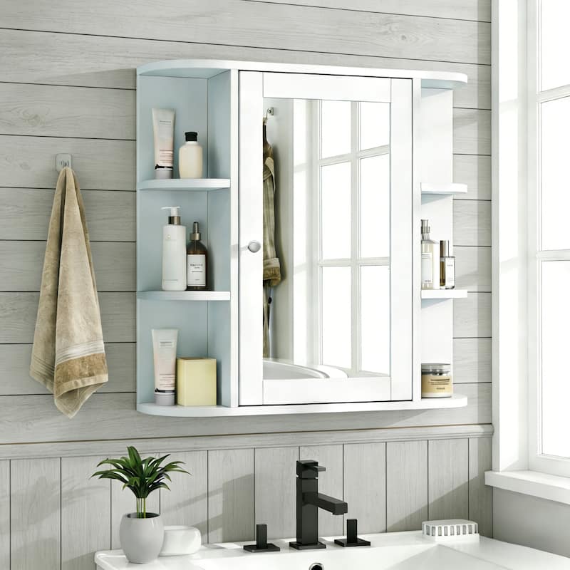Christopher Knight Home - Modern Wall Mounted Medicine Cabinet with Mirror and Adjustable Shelves - White