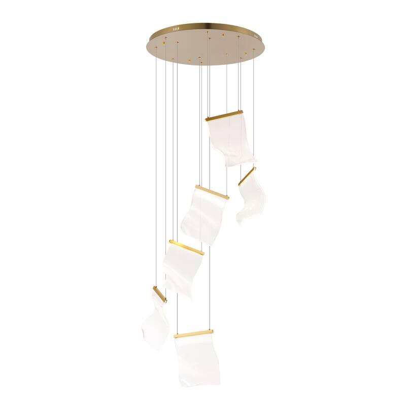 Rinkle LED Leaf Multi-Pendant Lamp Stairway Staircase Cascade Chandelier - N/A - Gold