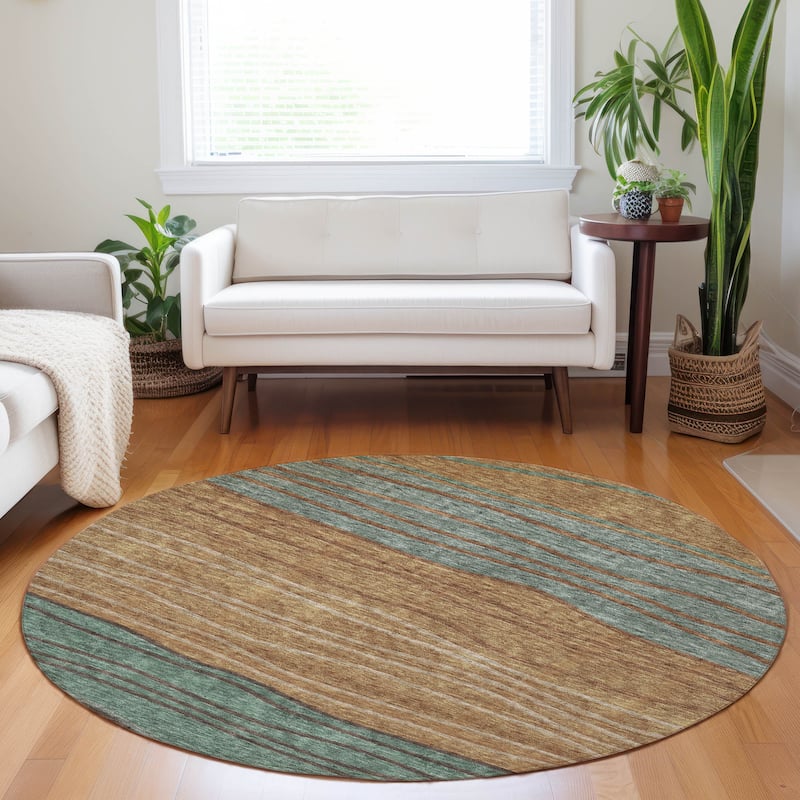 Premium Washable Super Soft Modern Ombre Mayfield Rug - Terracotta - 8' x 8' - Round