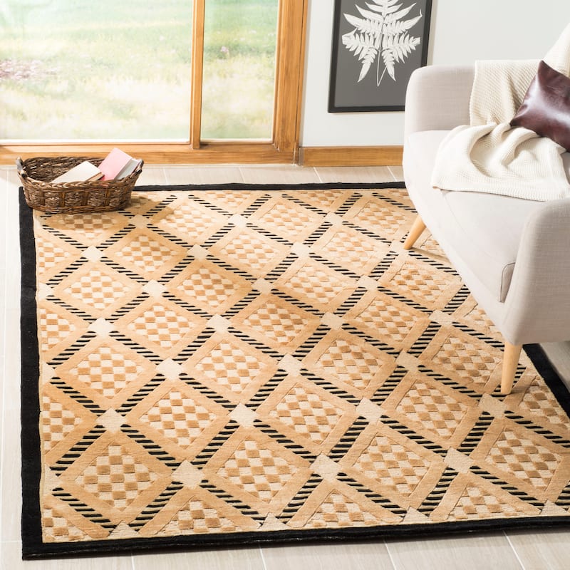 SAFAVIEH Couture Hand-knotted Tibetan Metie Modern Wool Rug - 5' x 7'6" - Black/Gold