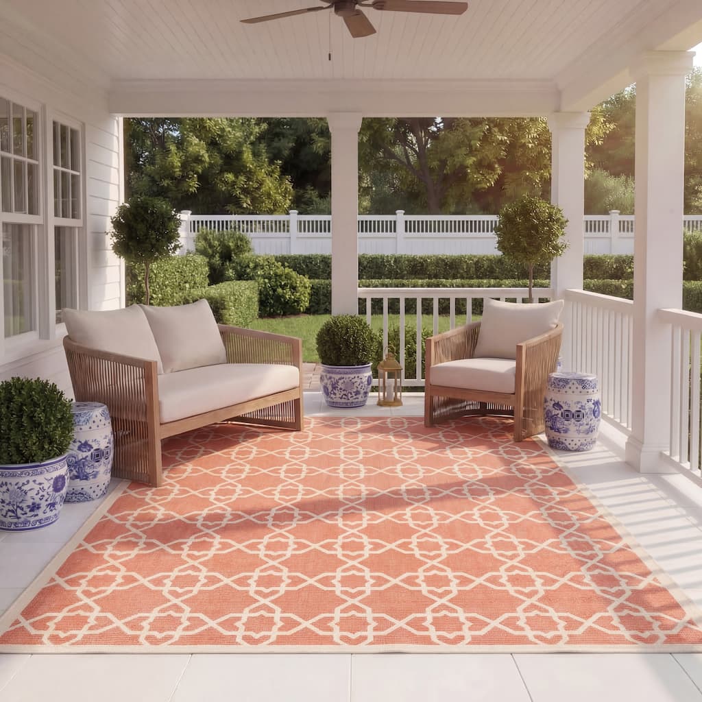 SAFAVIEH Courtyard Hanifa Trellis Indoor/ Outdoor Waterproof Patio Backyard Rug