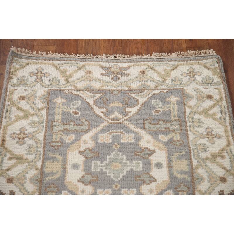 Grey Transitional Oushak Oriental Runner Rug Handmade Wool Carpet - 2'7"x 9'9"