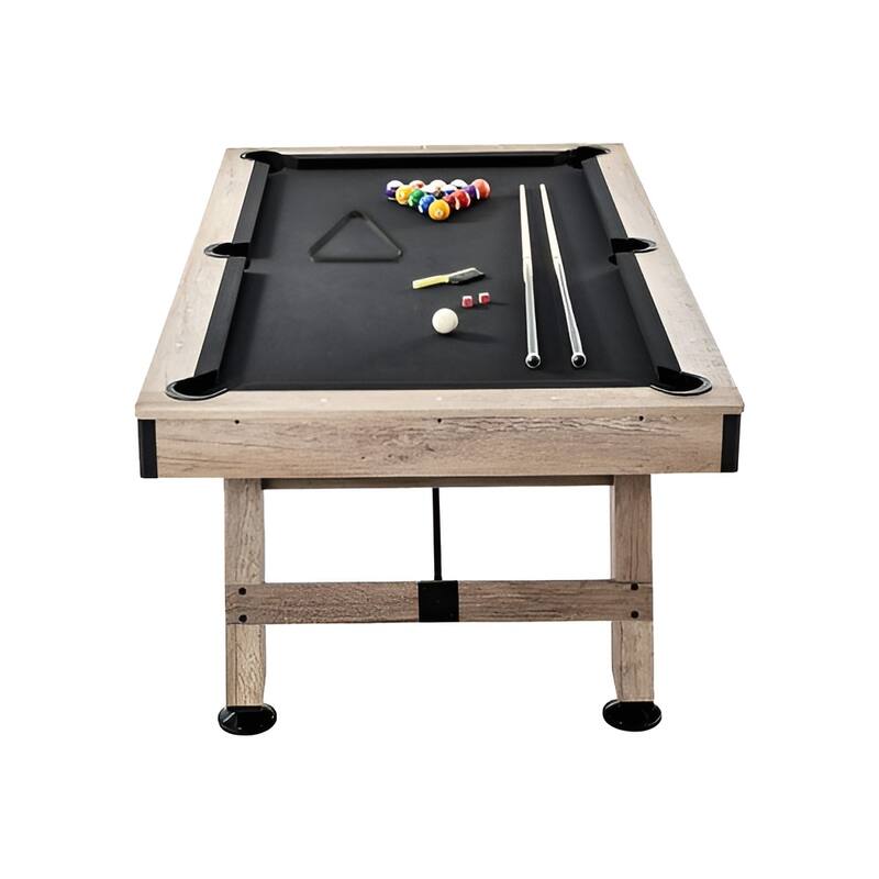 Black Wood MDF Billiards Pool Table with Metal Corners and Full Accessories - 84” Lx 47.8” W x 31.7” H