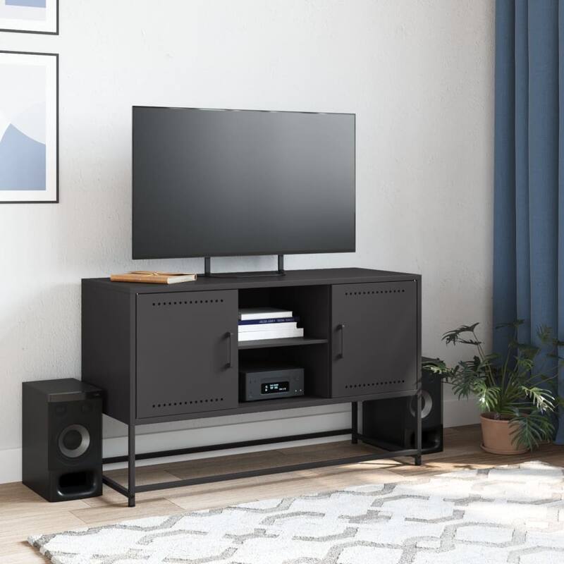 vidaXL TV Stand Entertainment Center Media Unit Living Room Furniture Steel - 15.4 x 39.6 x 23.8