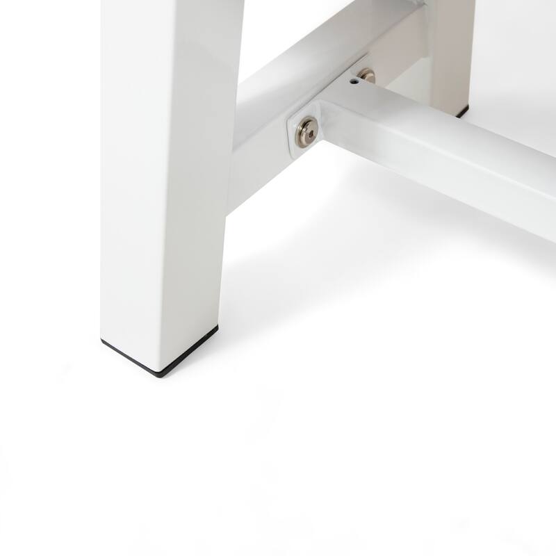 Roomfitters Carlisle 74 Inch Outdoor Dining Bench, Acacia Wood Seat with A-Frame Metal Legs, Dark Brown