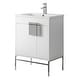 preview thumbnail 23 of 54, 24-inch Modern Bathroom Vanity Set w/ Vitreous China Sink Top Polished Chrome - Matte White Paint