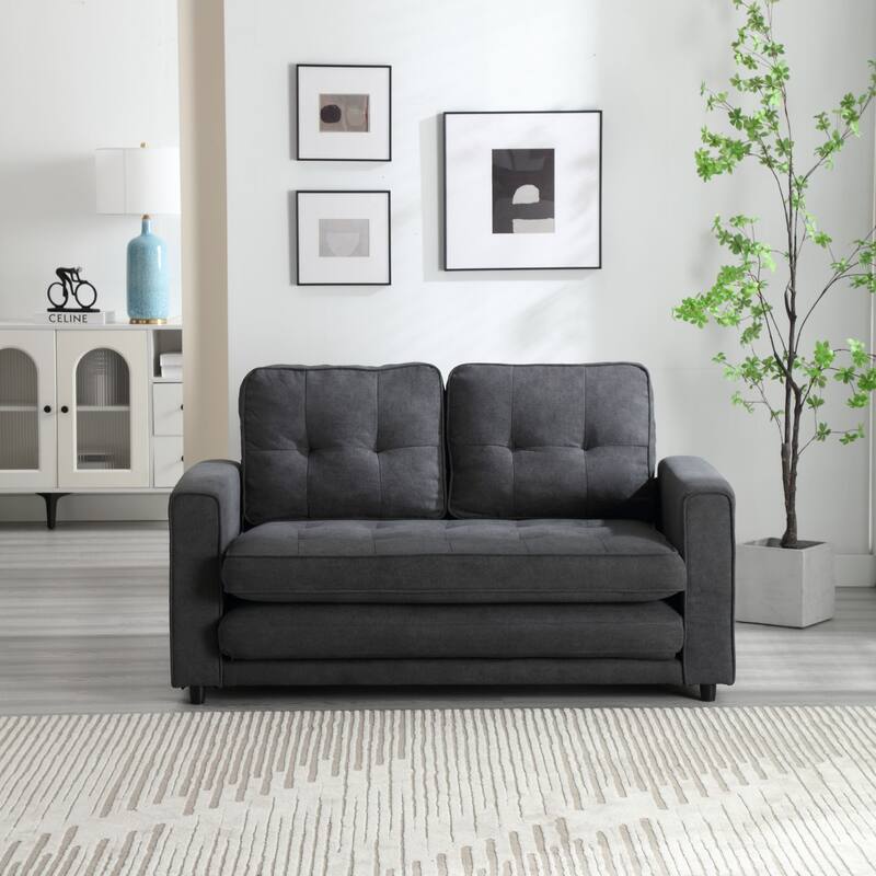 Velvet Sofa Bed with Storage Bags for Living Room or Guest Room, Space-Saving