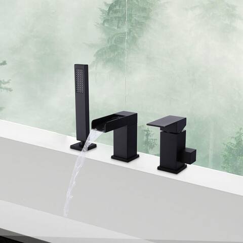 Matte Black Three-piece Bathtub Faucet Set, Single Handle