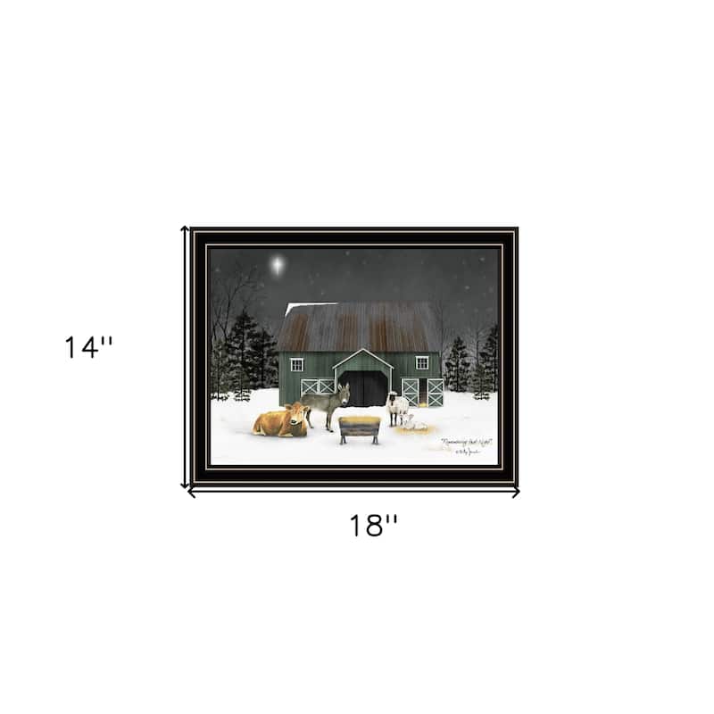 HomeRoots Remembering the Night Christmas Manger Black Framed Wall Art