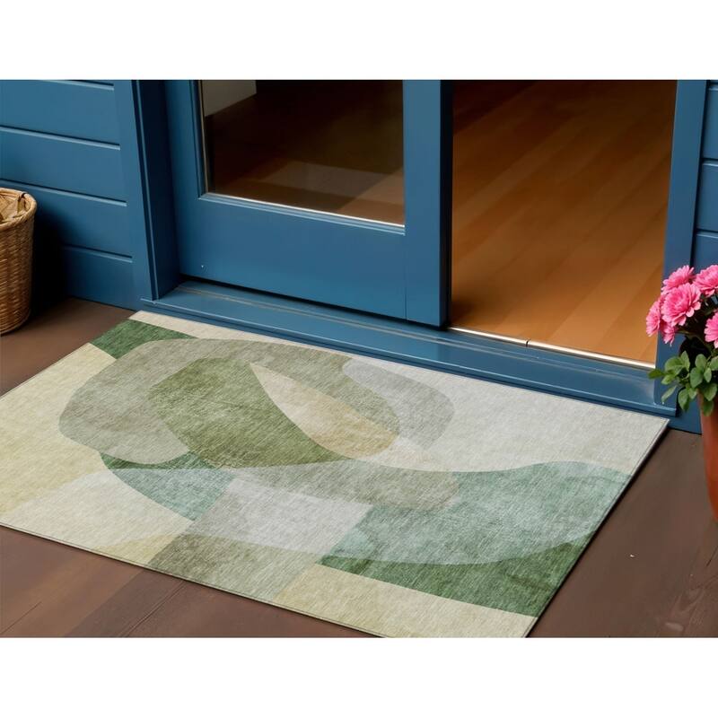 HomeRoots Abstract Transitional Rectangle Outdoor Rug - 3' x 5'