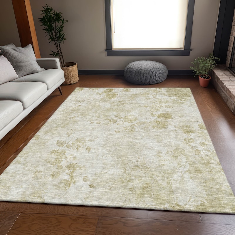 Premium Washable Super Soft Modern Floral Mayfield Rug - Khaki - 3' x 5' - Rectangle