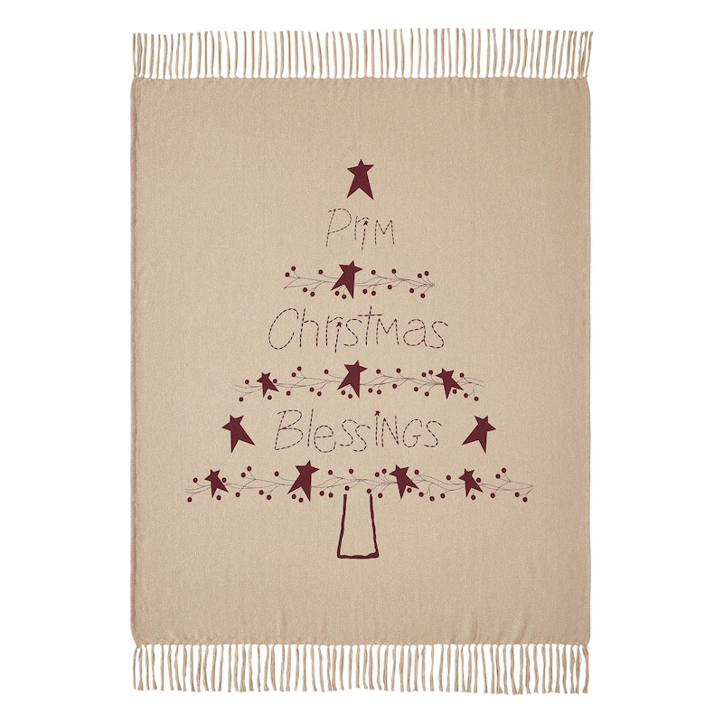 Prim Christmas Blessings Woven Throw 60x50