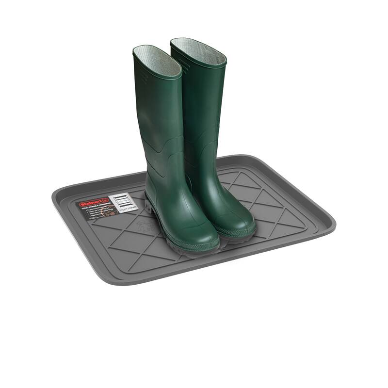All Weather Boot Tray - Small Water-Resistant Plastic Utility Shoe Mat for Indoor and Outdoor Use by Stalwart (Gray) - Grey