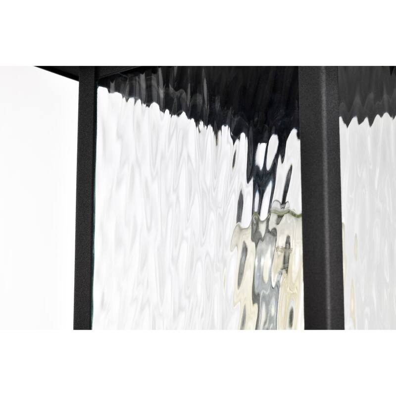 Austen Outdoor Post Light Pole Lantern 1 Light Matte Black Clear Water Glass
