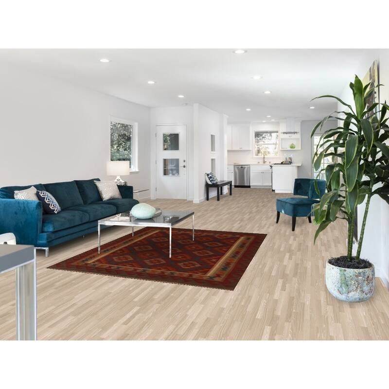 Tribal Geometric Kilim Area Rug Hand-woven Oriental Wool Carpet - 5'5" x 6'7"