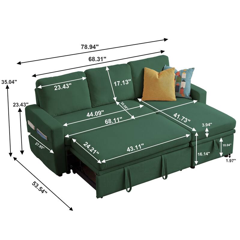 78.94" Pin Striped Fabric Sleeper Sofa