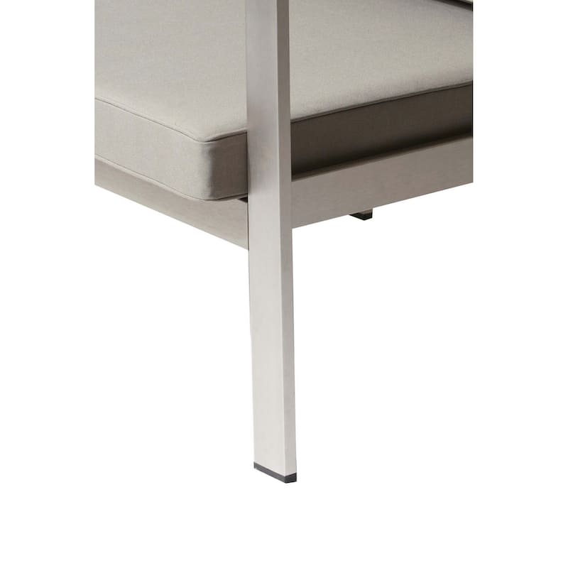 Kili 4 Piece Outdoor Sofa, Chairs and Table Set, Sleek Silver Aluminum