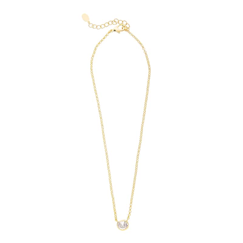 Oval Bezel Cubic Zirconia Pendant Necklace