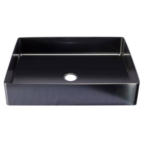 Rectangular Stainless Steel Sink in Black with Drain