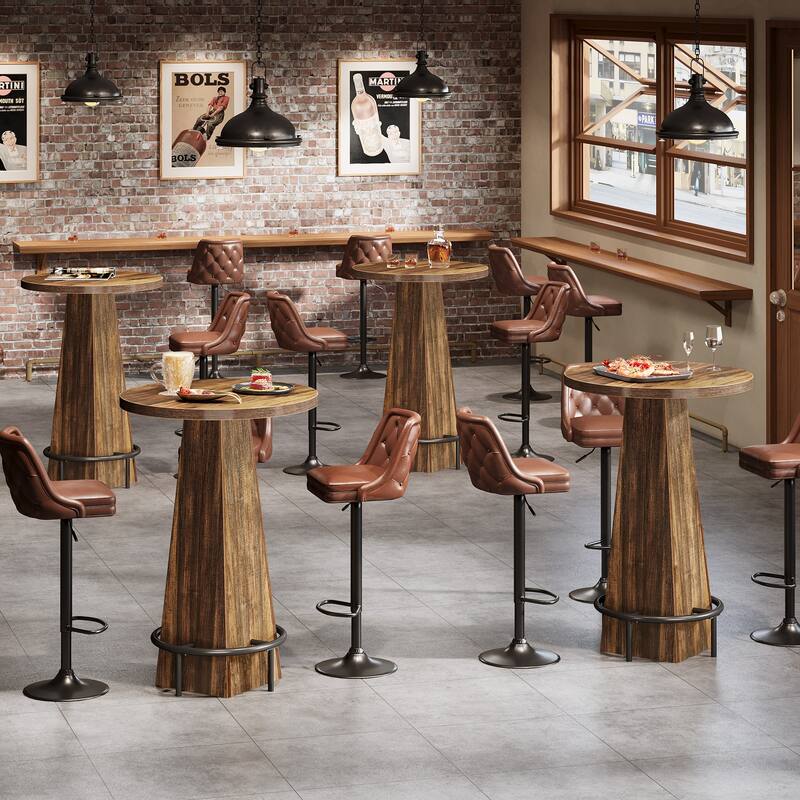 37.4" Bar Table, Industrial Round Pub Table Home Bar Unit for Small Bars, Dining Room, Kitchen